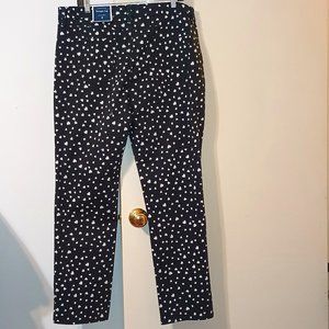 NWT ~ Charter Club's Straight Leg Deep Black Pant with White Hearts (Size: 16)